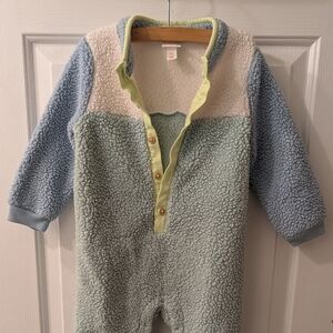 Cat & Jack Cozy Kids Footie in Blue, Cream, and Green